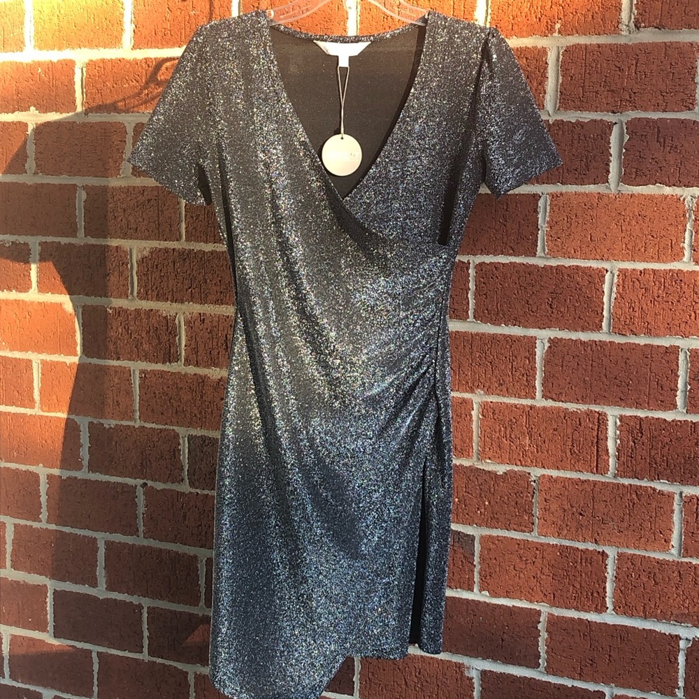 APRICOT Black Shimmer Mini Dress —#063 - Picture 8 of 15